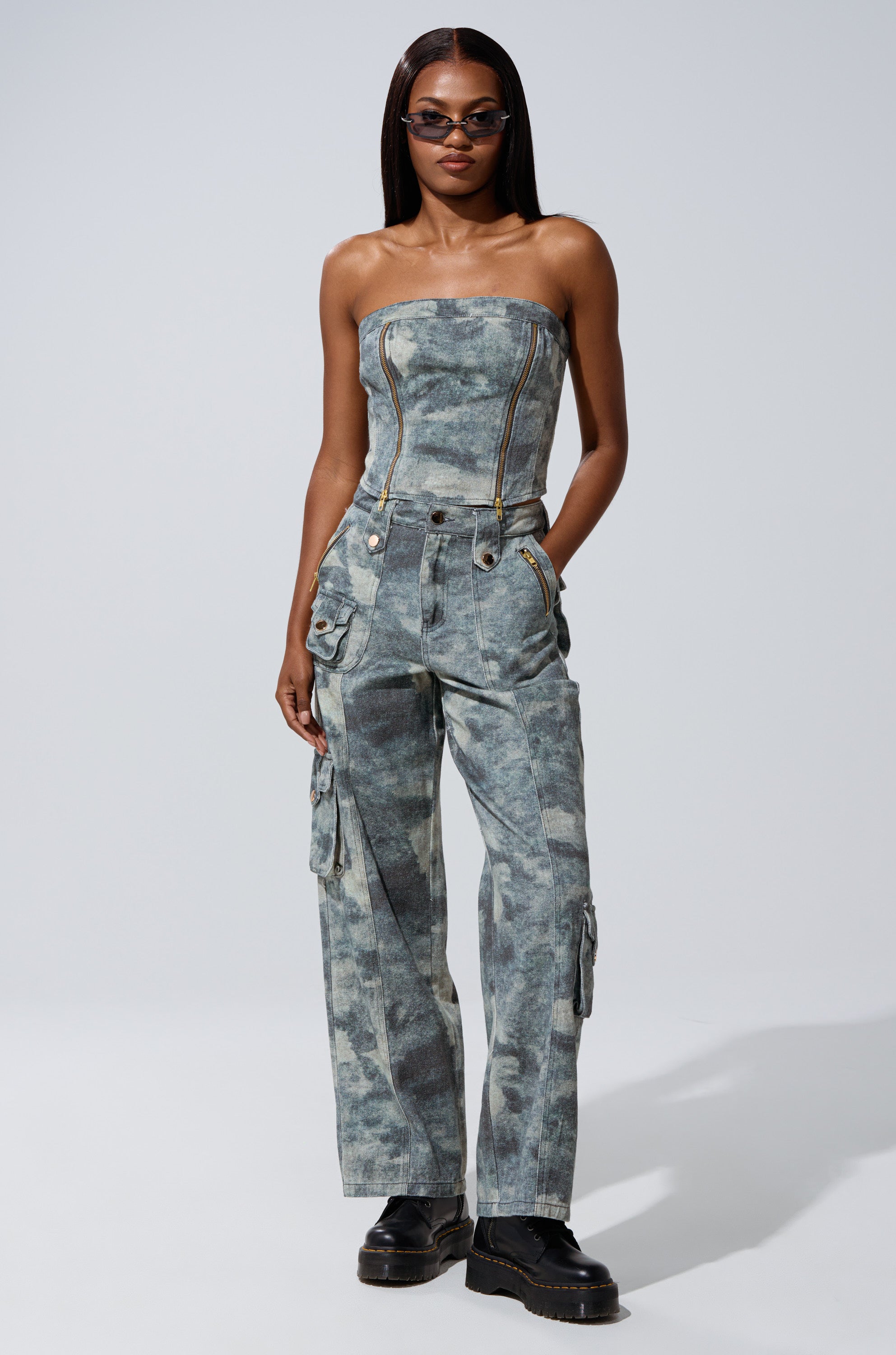 STEPH CAMO DENIM CORSET