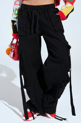 THINK ABOUT IT BLACK DENIM CARGO JOGGER