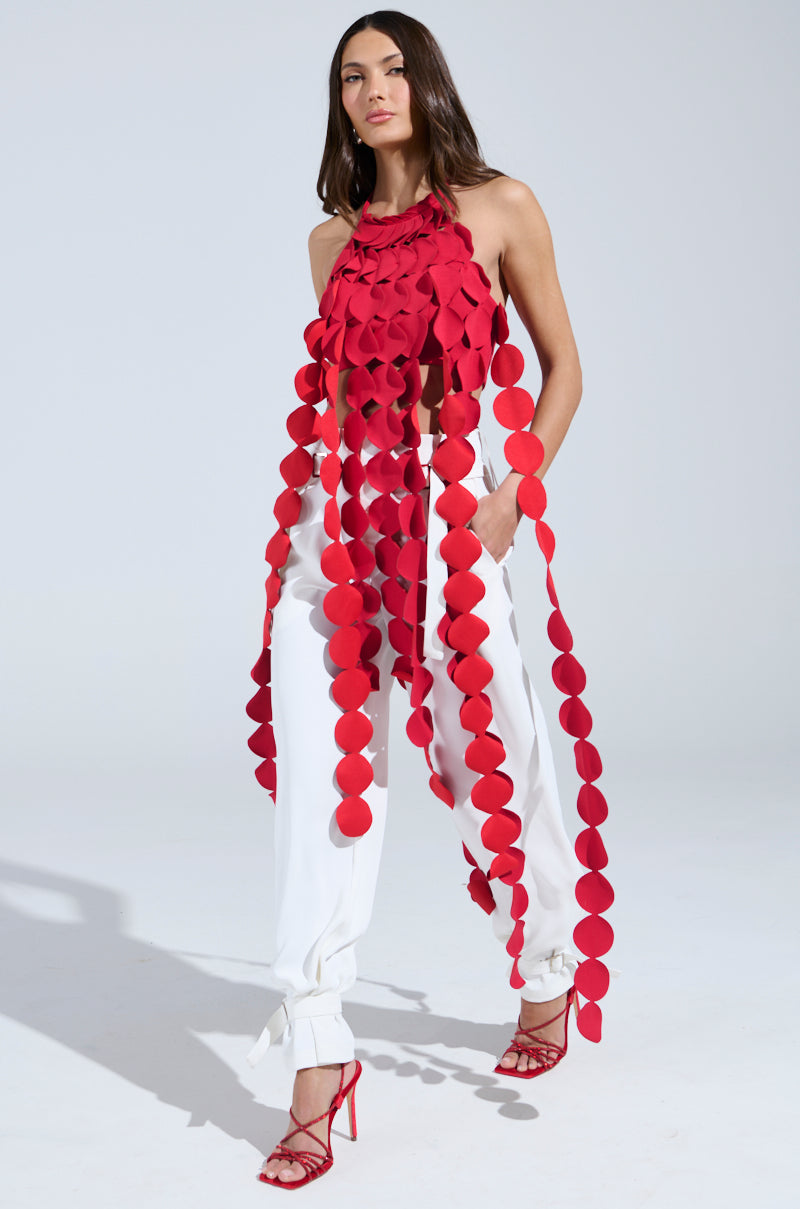 ZOE BUCKLE WAIST WIDE LEG PANTS