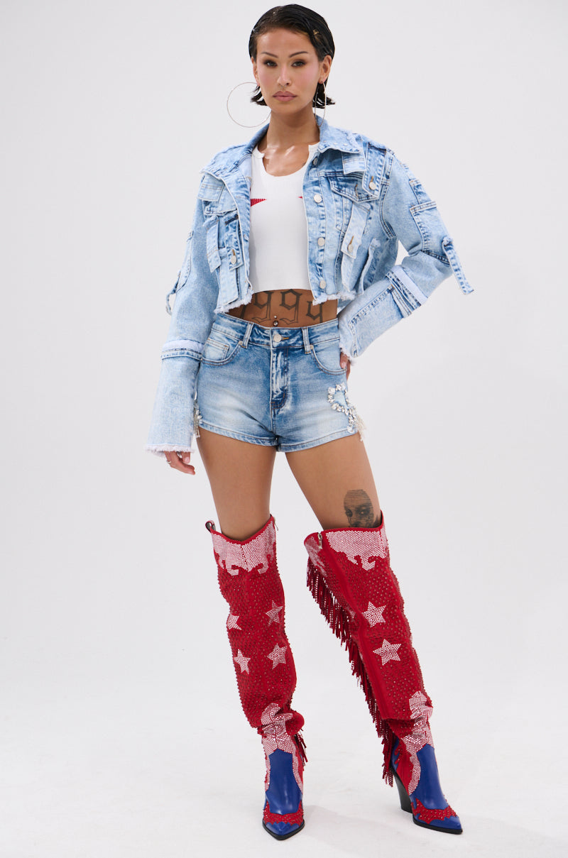 KYLIE EMBELLISHED DENIM SHORT
