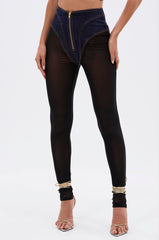 ZIP ME UP MESH LEGGING WITH DENIM PANTY