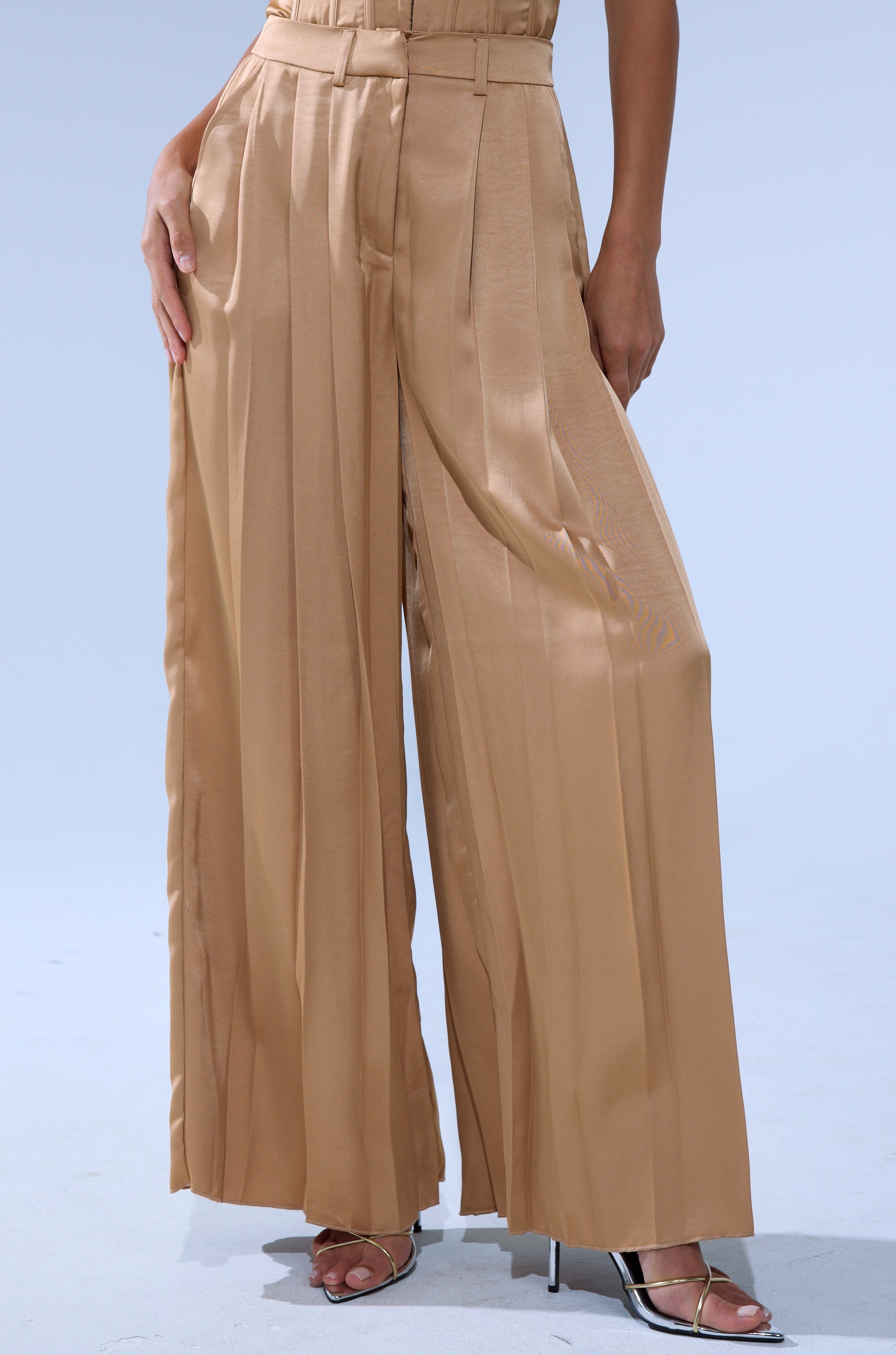 HANSEL MOCHA SATIN PALAZZO PANT