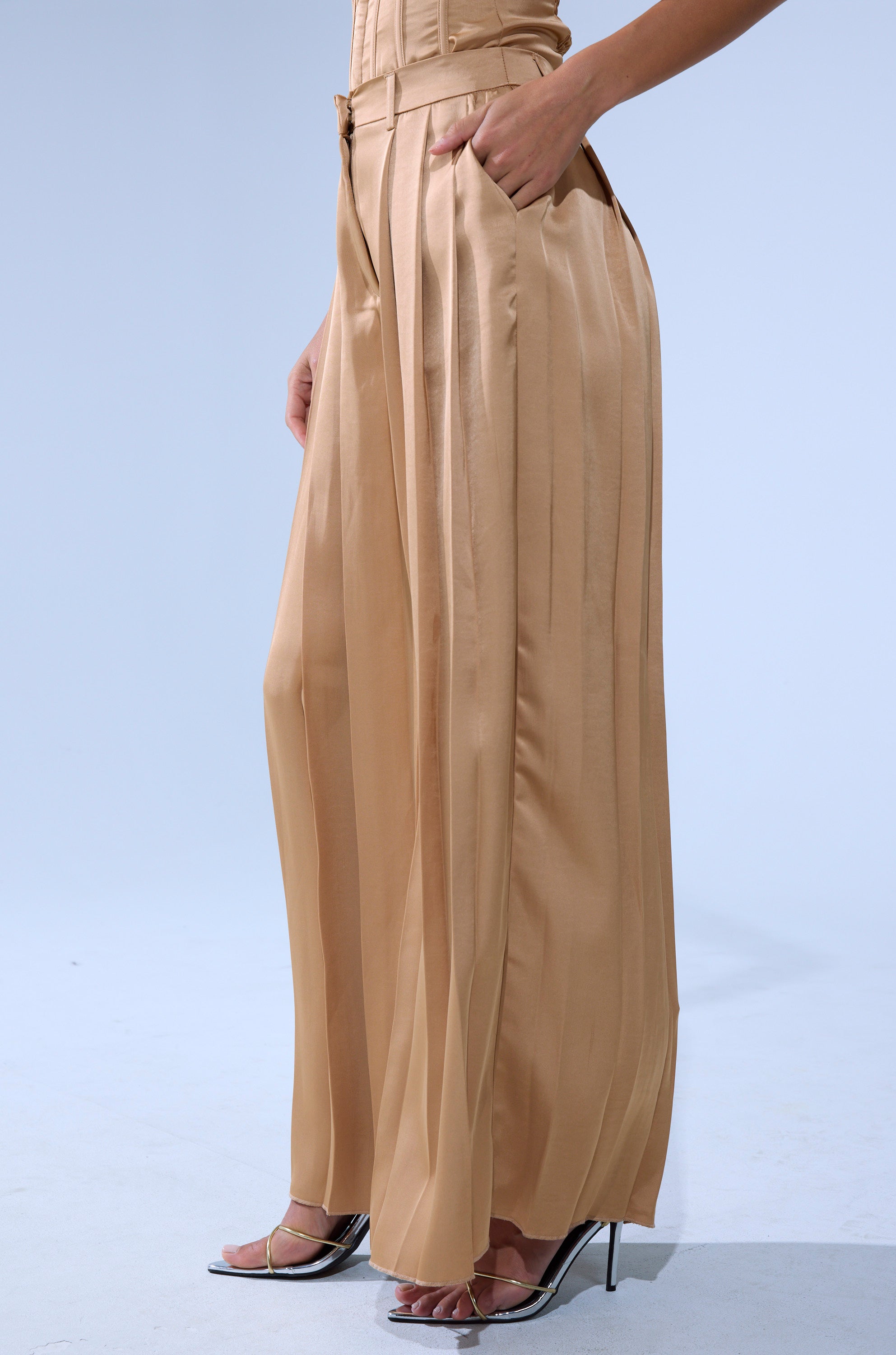 HANSEL MOCHA SATIN PALAZZO PANT
