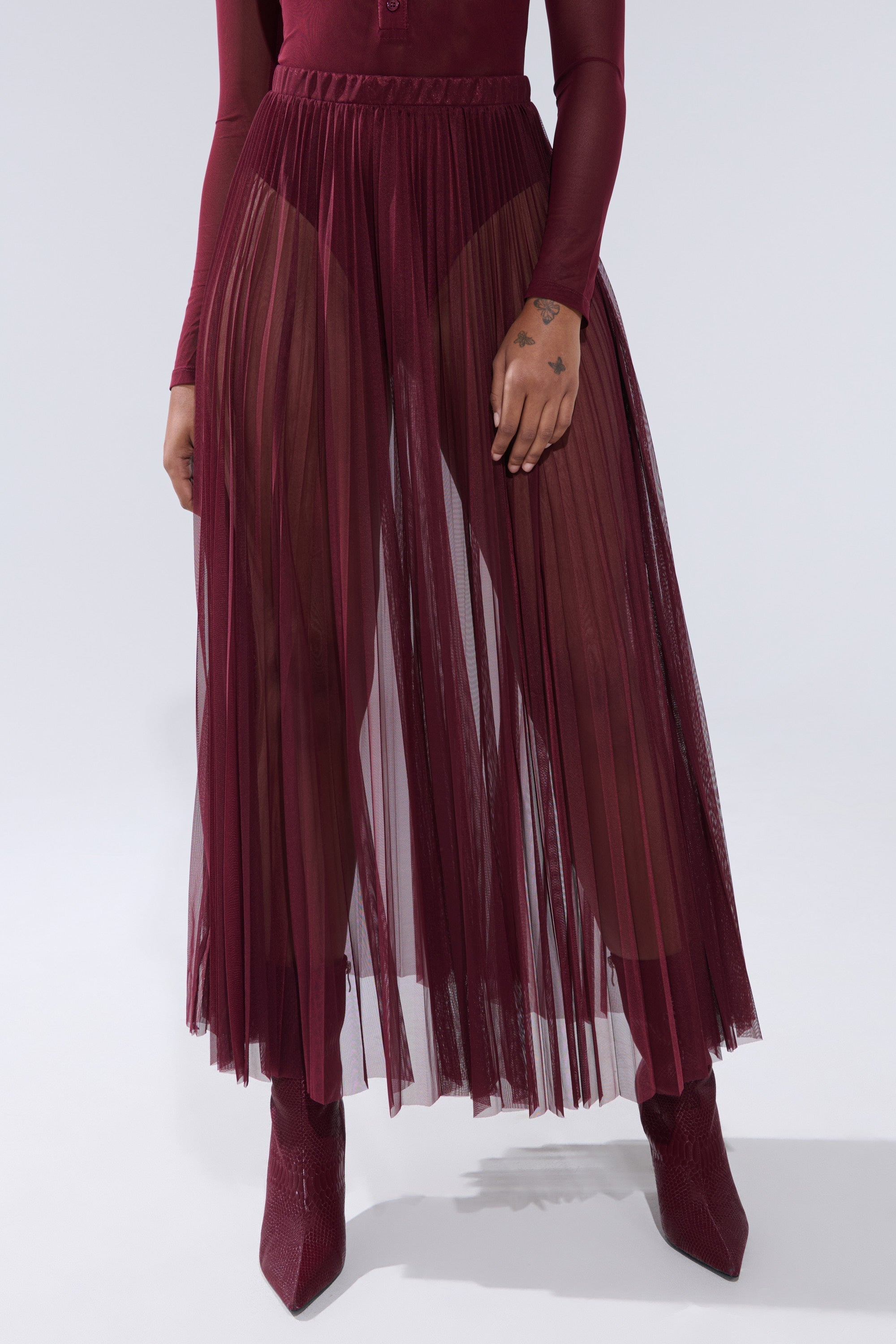 ON FIRE MESH MAXI SKIRT