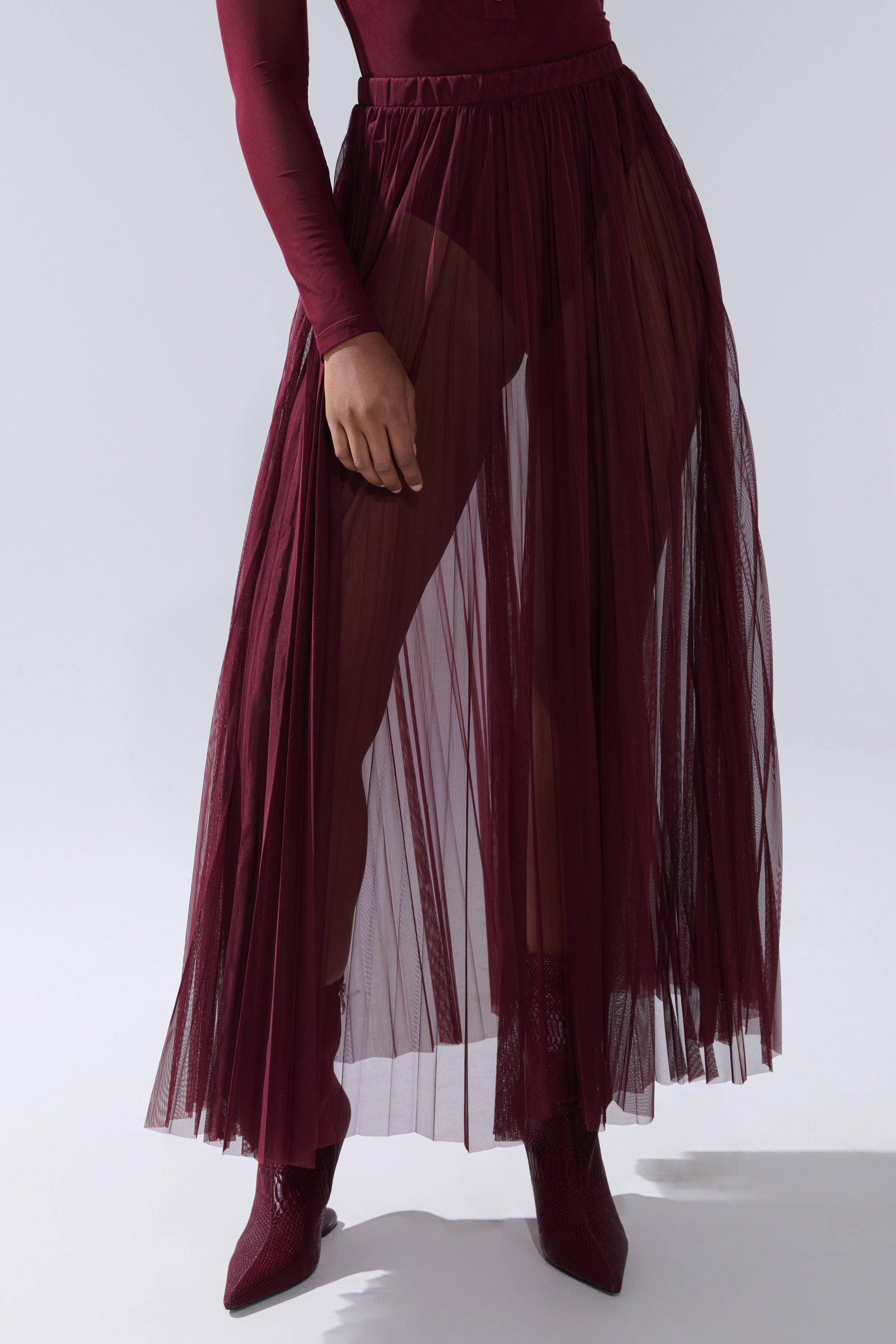 ON FIRE MESH MAXI SKIRT