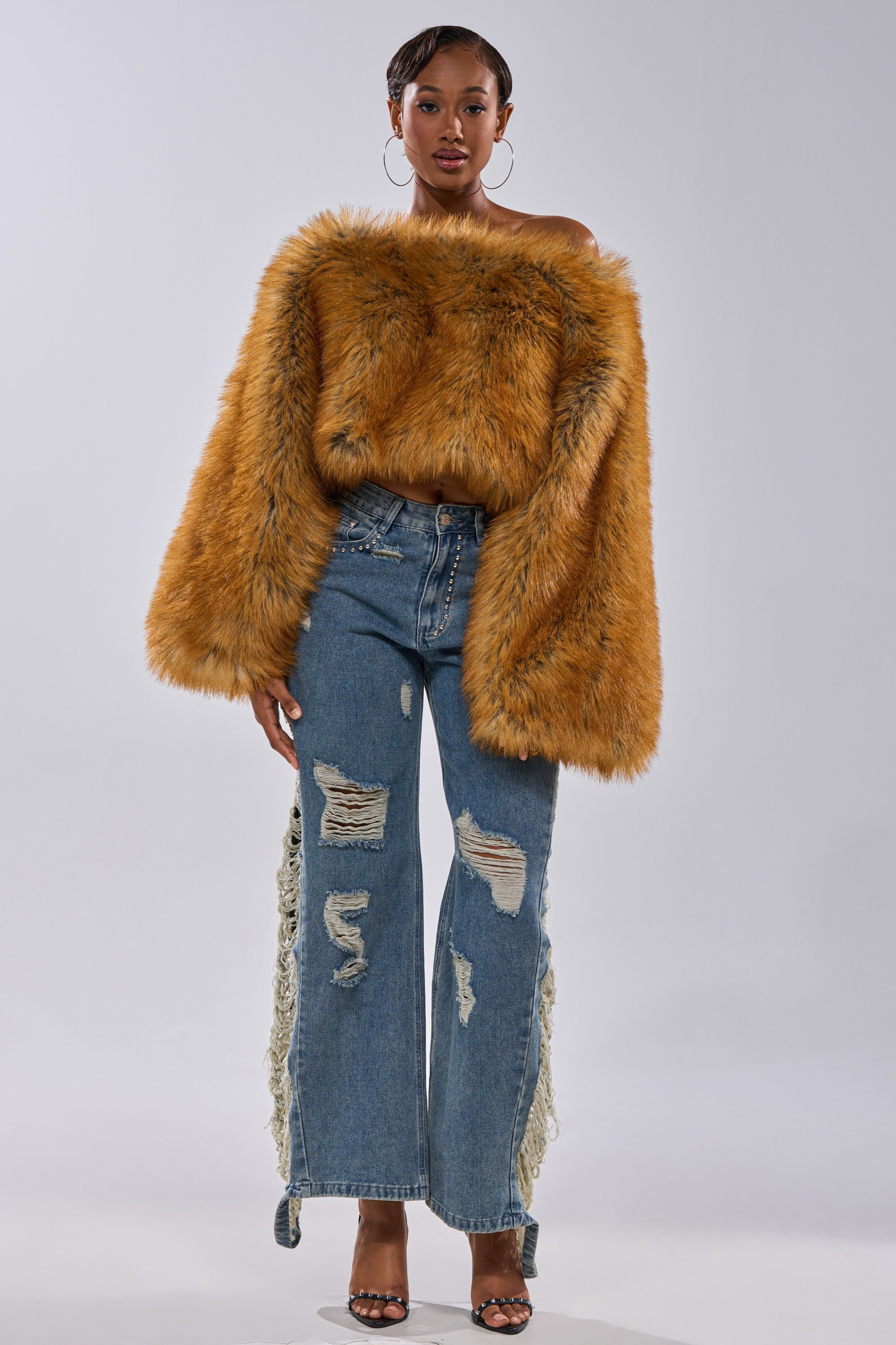 SNOW DAY FAUX FUR SWEATER