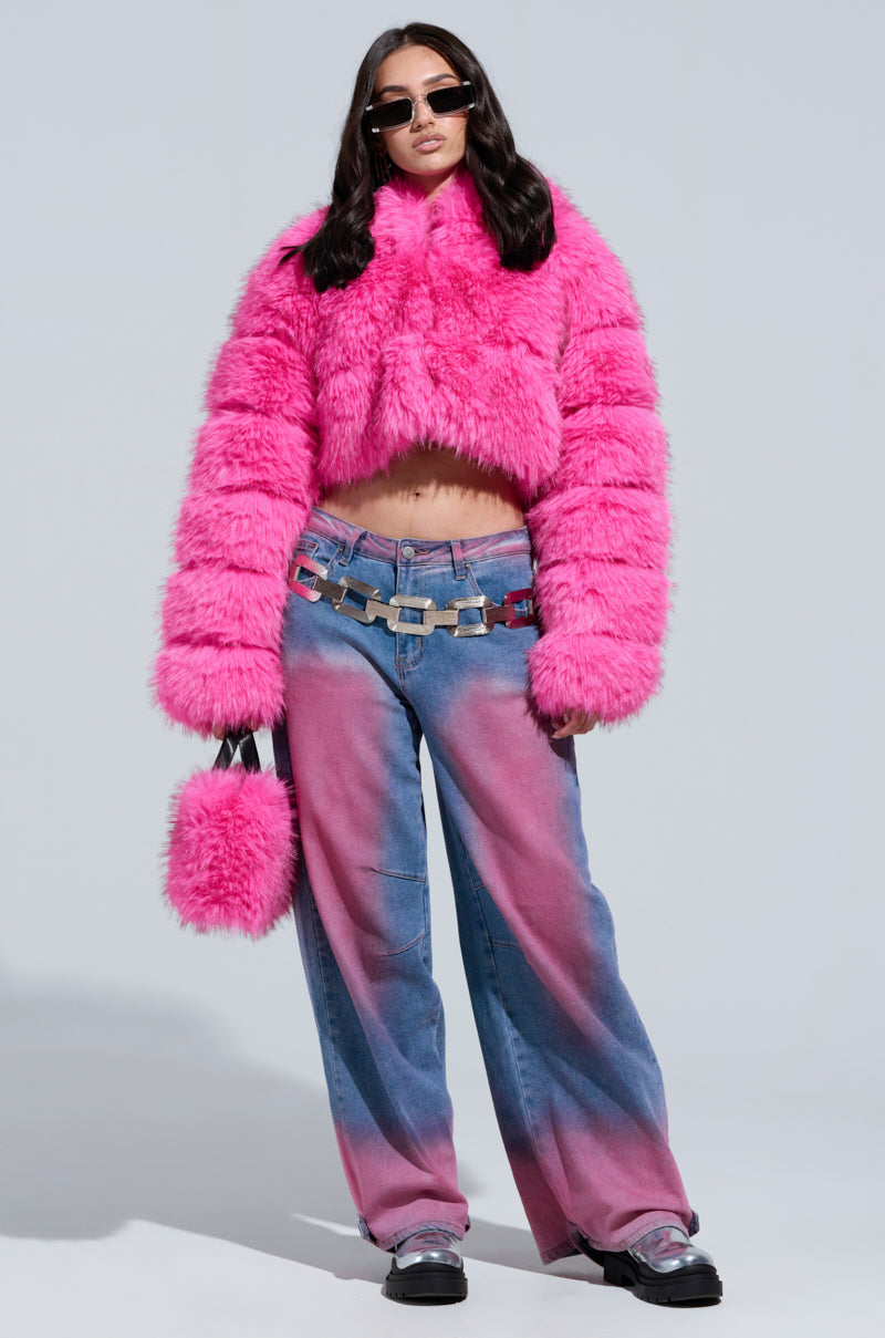 SABRINA HOODED FAUX FUR JACKET