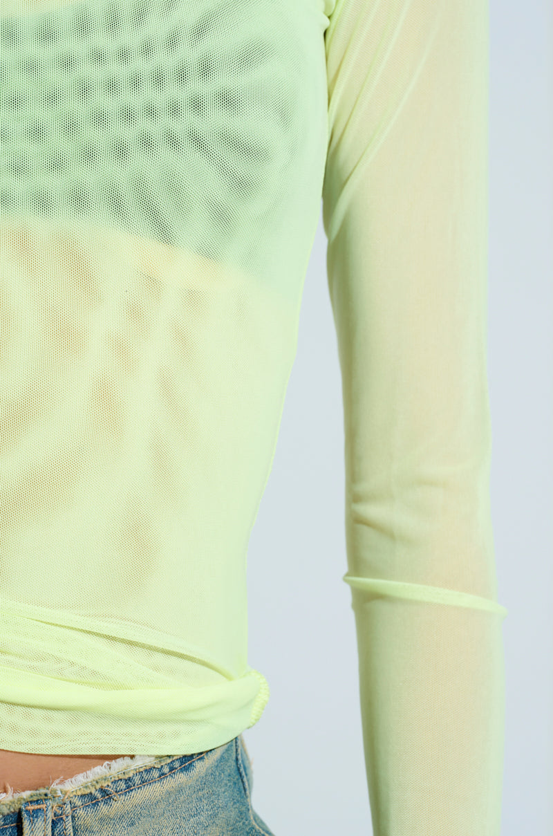 PAXTON SEXY DOUBLE LINED MESH LONG SLEEVE TOP
