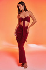 SEXY RUCHED BACK SLIT MAXI SKIRT