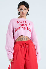 ALL THIS AND BRAINS TOO CROPPED SWEATER