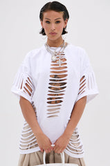 SLASHED UP OVERSIZED SHORT SLEEVE TEE
