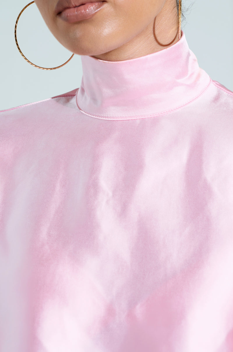TALIA SATIN MOCK NECK BLOUSE