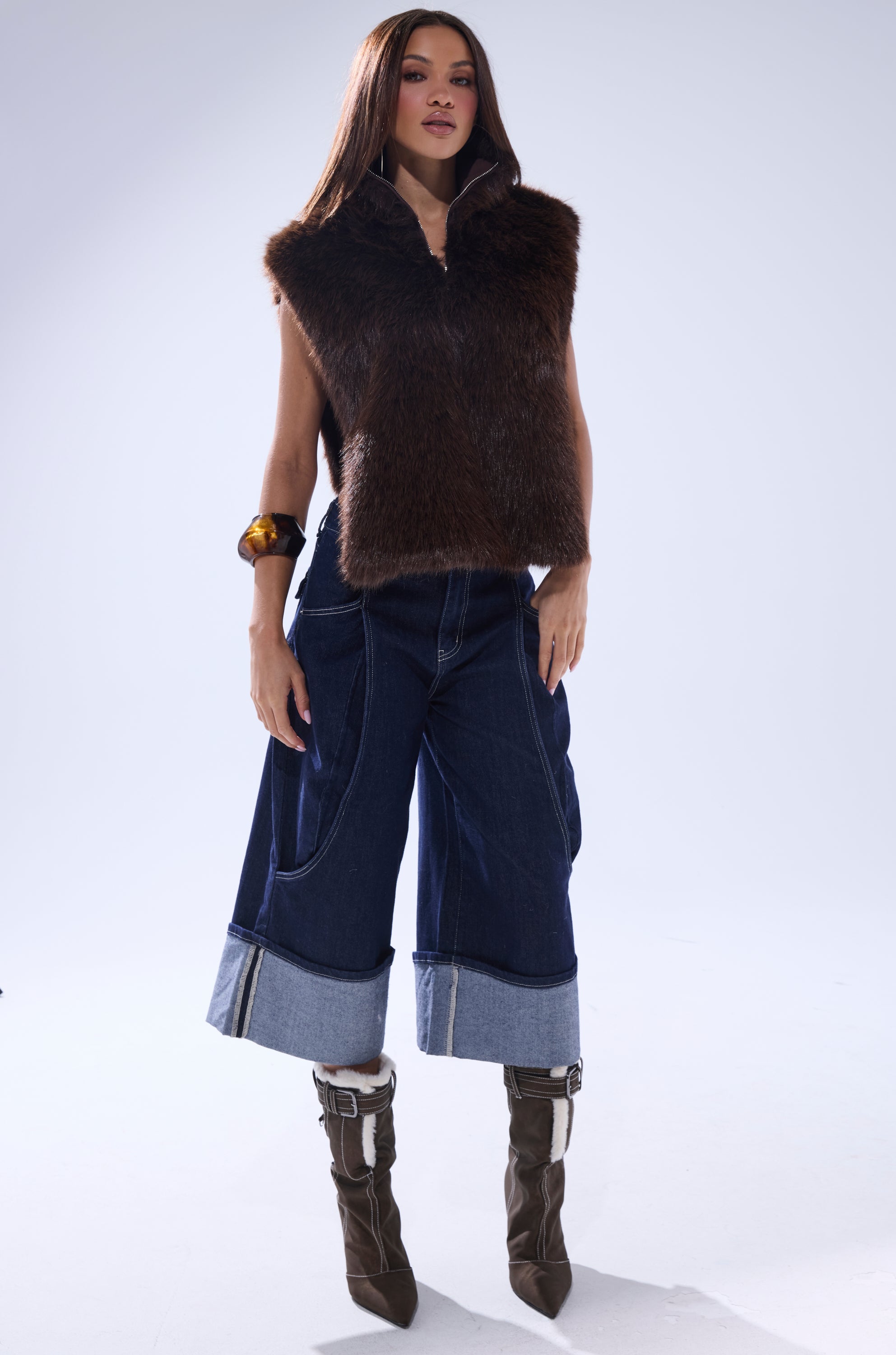 SURE THANG FUR TURTLENECK PULLOVER
