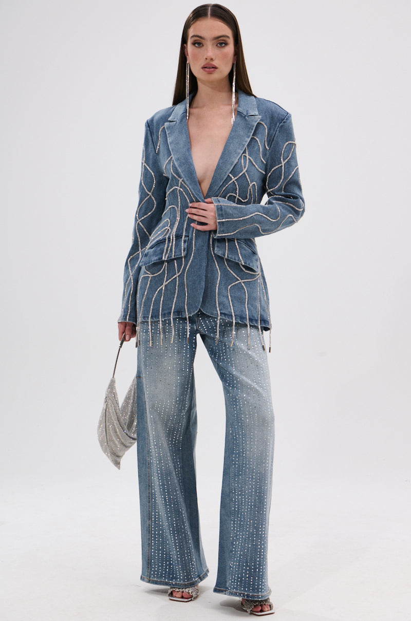 STANDOUT EMBELLISHED DENIM BLAZER