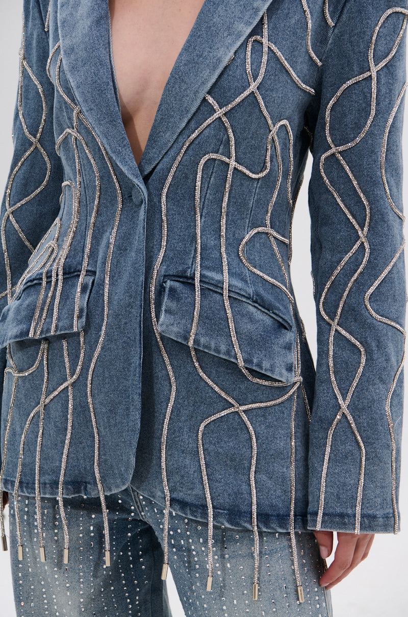 STANDOUT EMBELLISHED DENIM BLAZER