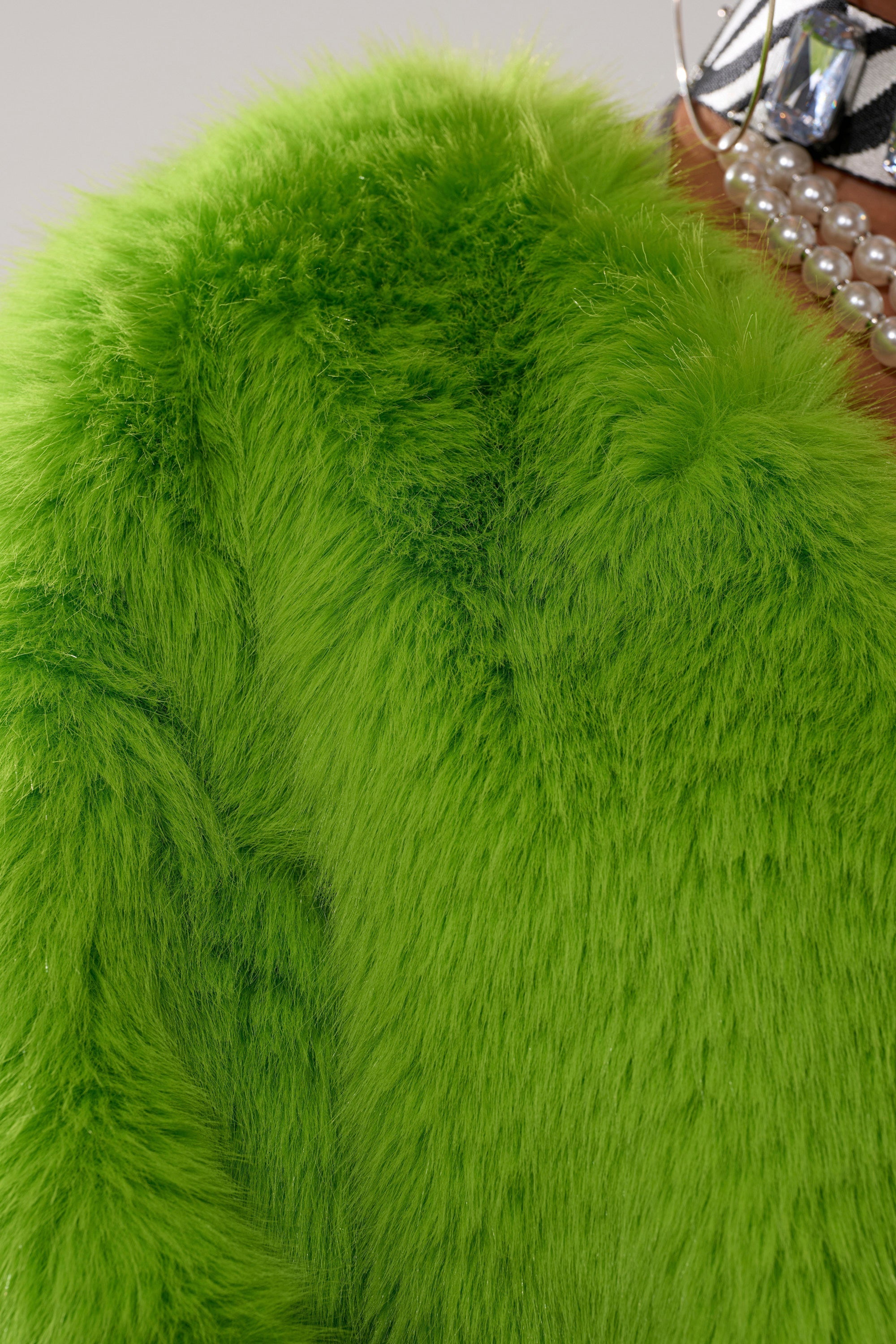 SLIME TIME FAUX FUR COAT IN LIME
