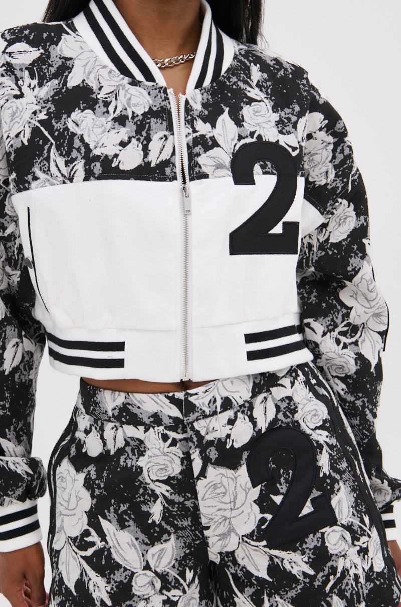 PAINT THE ROSES RED JACQUARD BOMBER