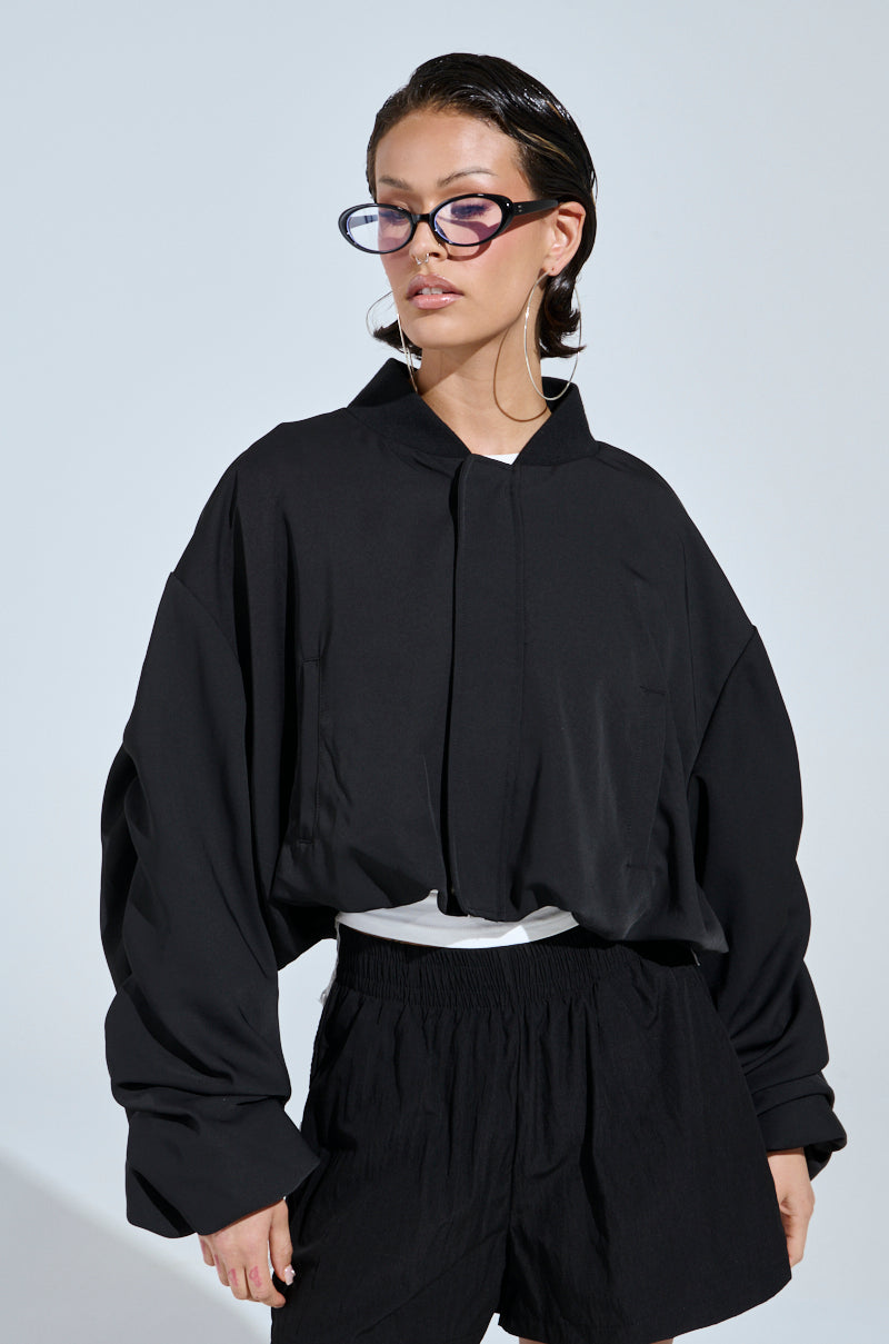 TREY RUCHED SLEEVE BOMBER