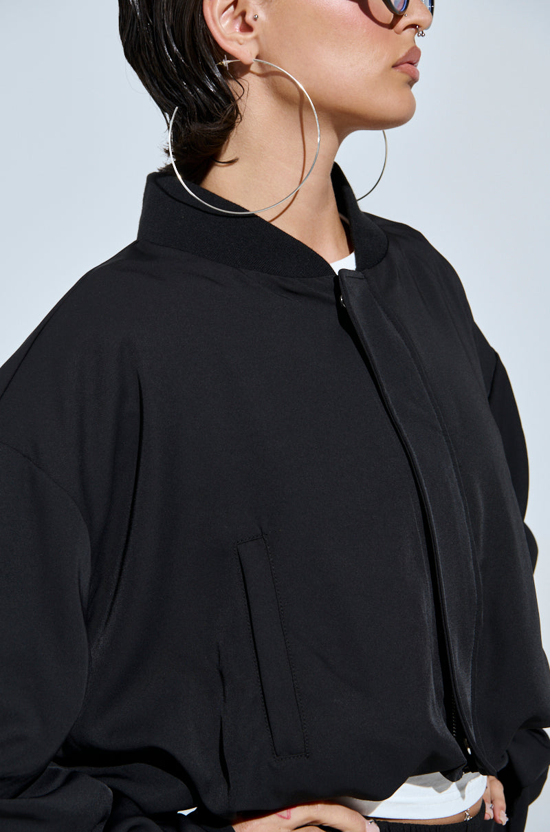 TREY RUCHED SLEEVE BOMBER