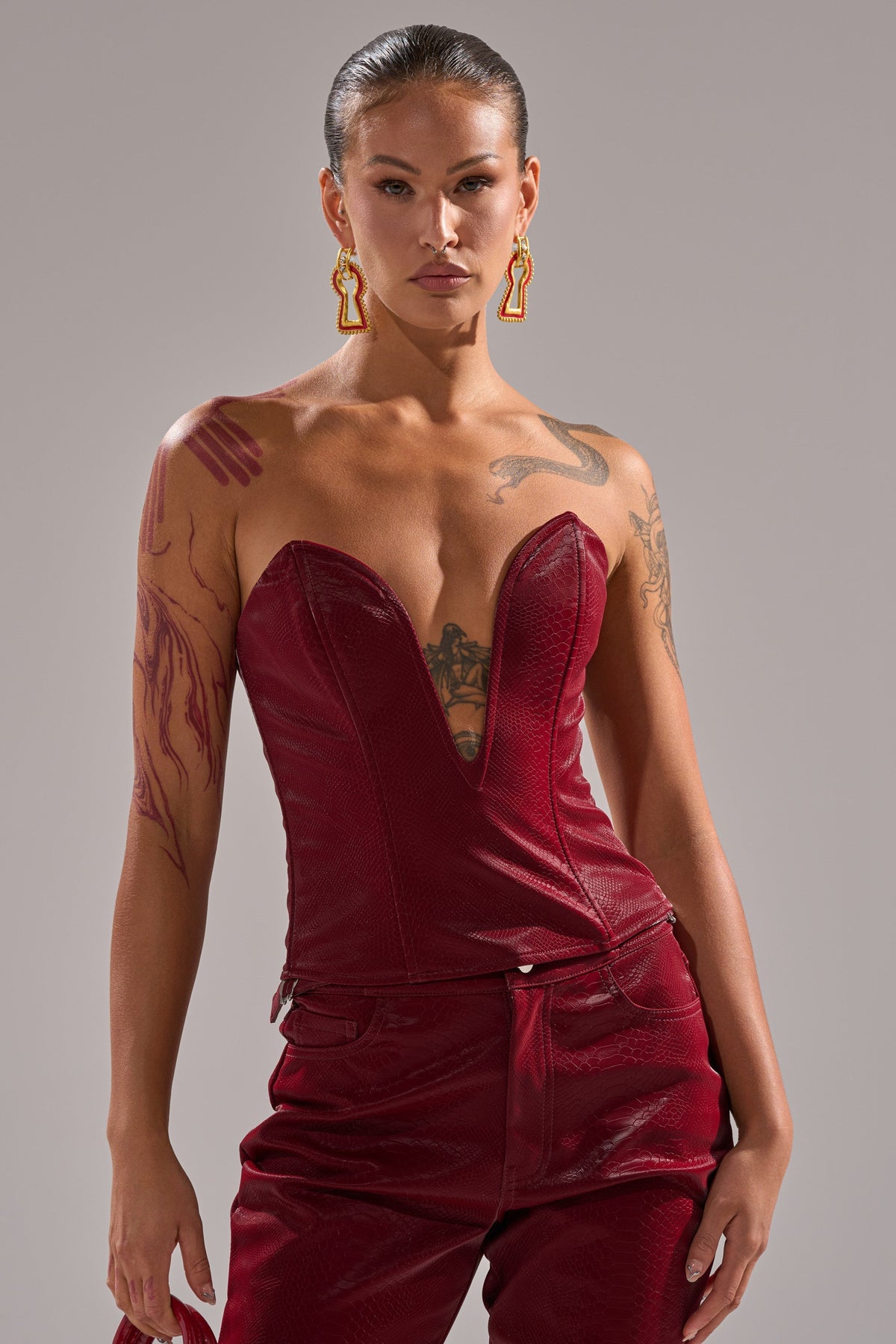 TOO HOT FOR YOU FAUX LEATHER CORSET
