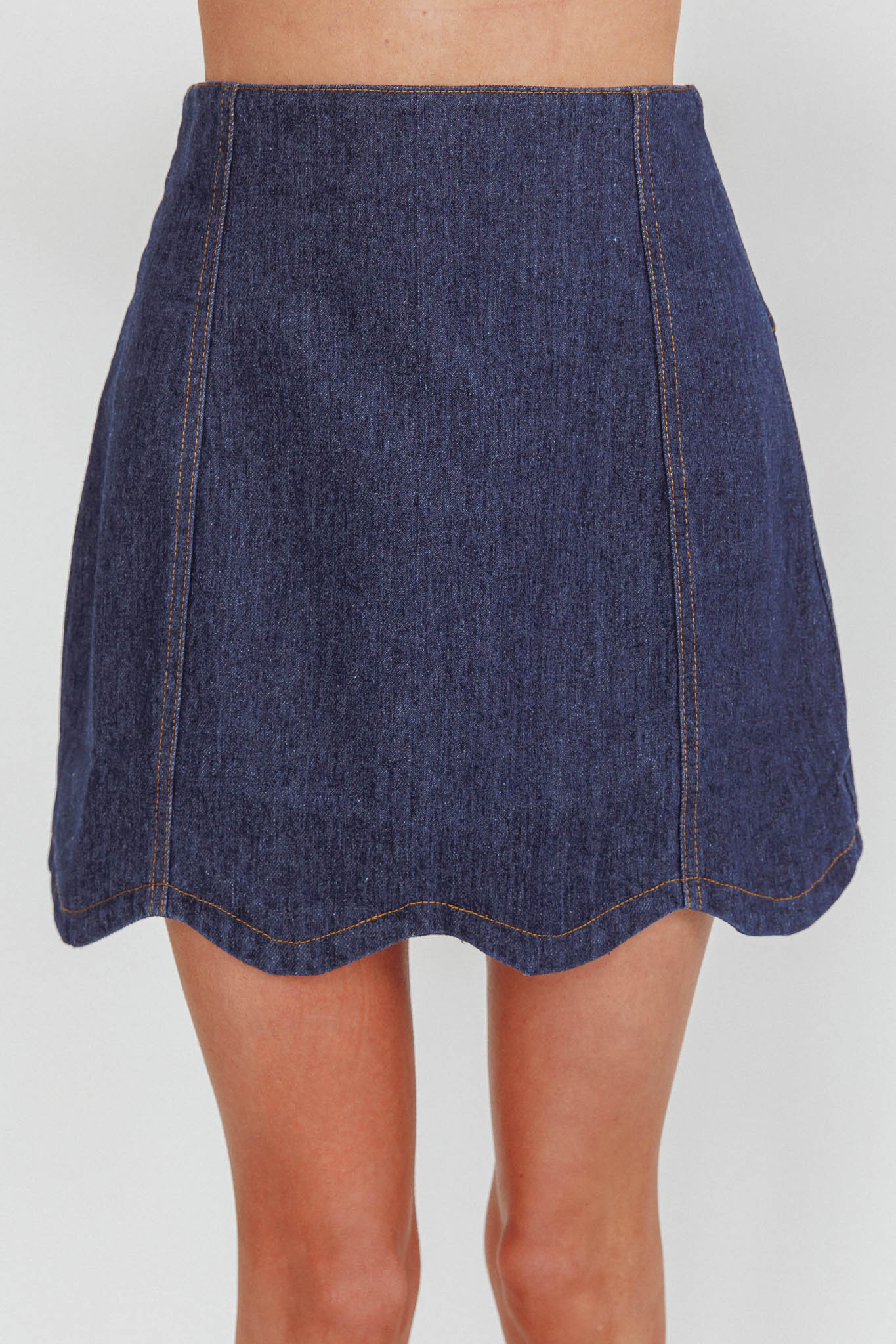 Halen Scalloped Mini Skirt Indigo