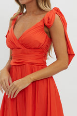 Lola Tied Shoulder Mini Dress Cherry Red
