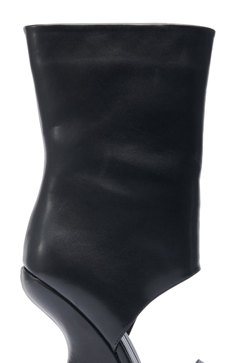 AZALEA WANG KYVEKI BLACK WEDGE OPEN TOE BOOTIE