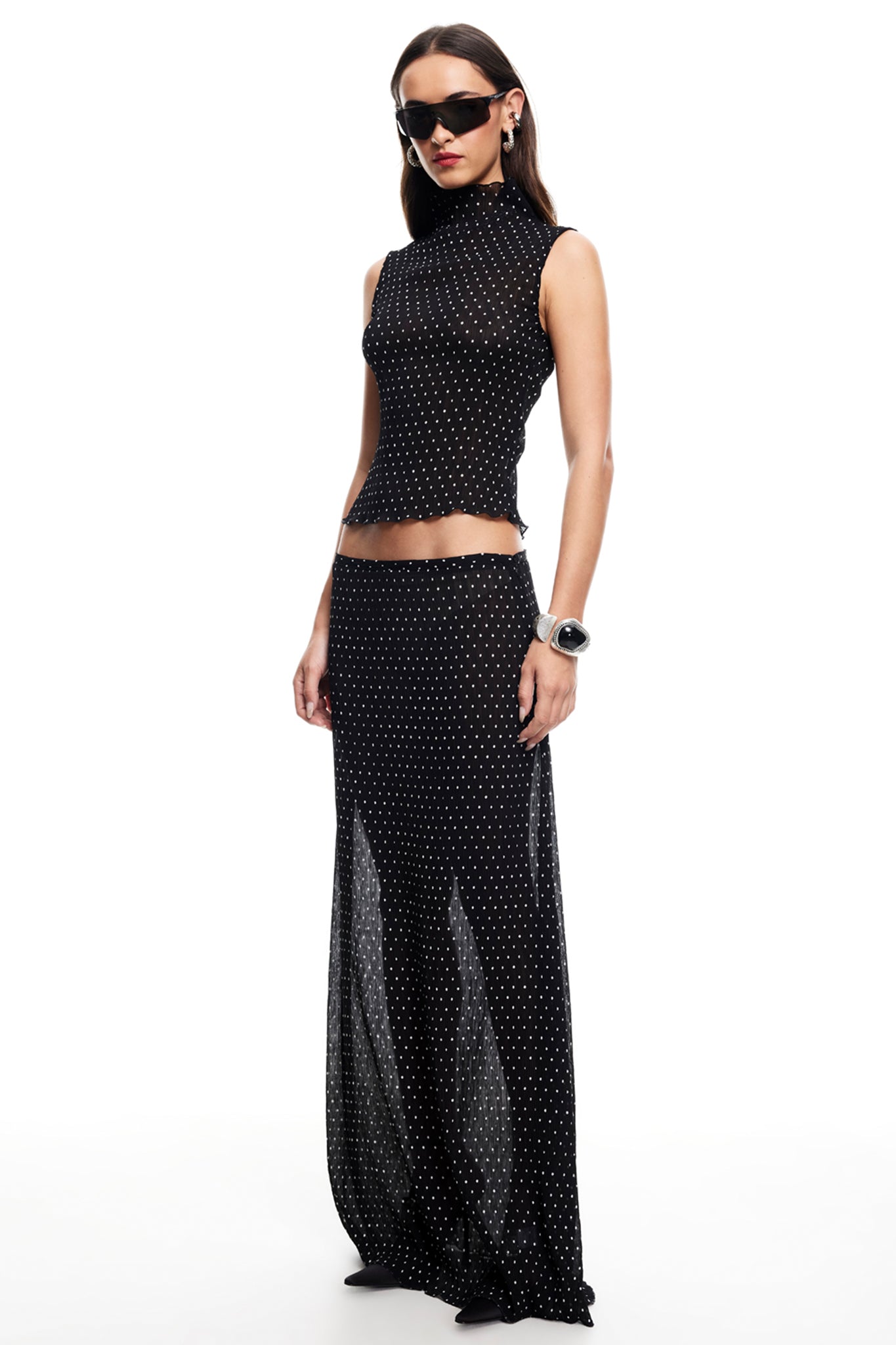 LIONESS Ford Maxi Skirt Onyx Polka