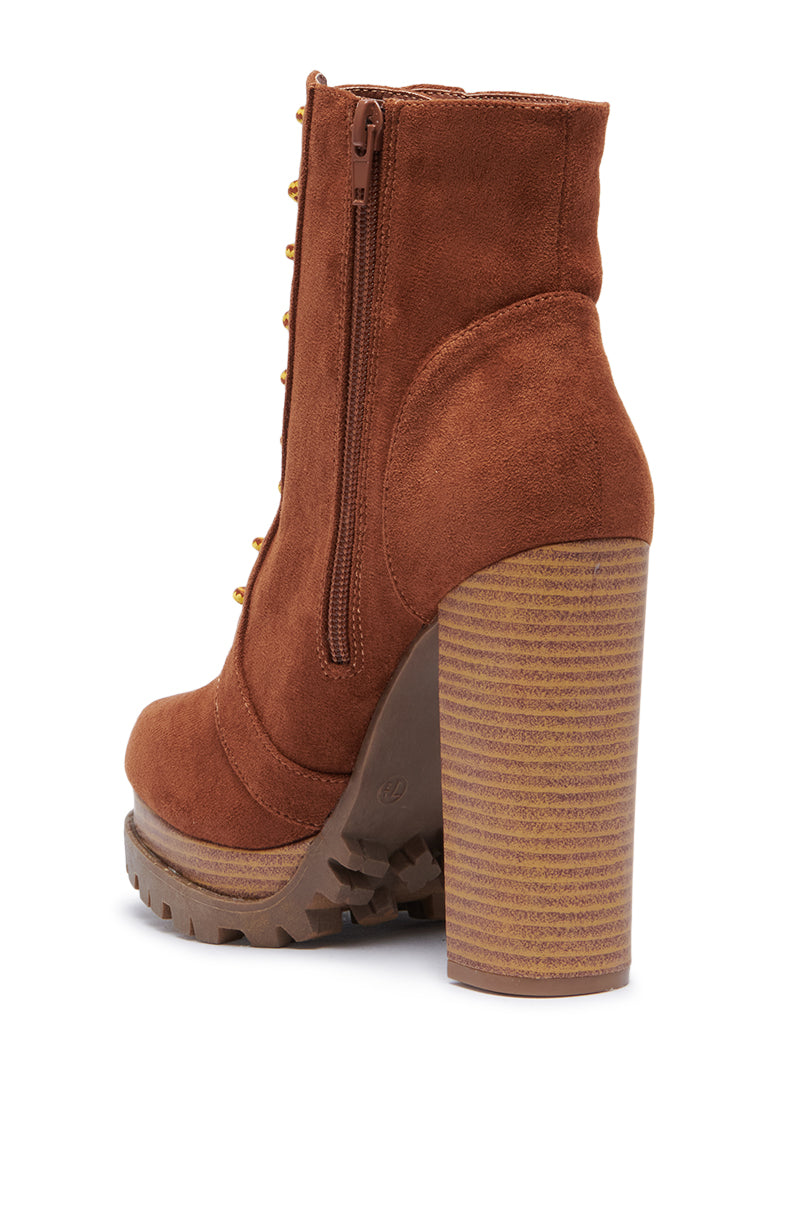 MONCLAIR SUEDE LACE BOOTIE