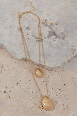 Moonlight Double Chain Pendant Necklace Gold
