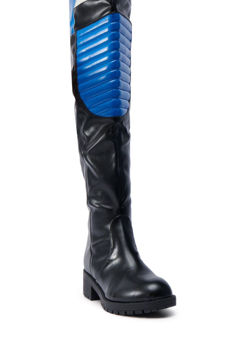 NORRIS BLUE AND BLACK FLAT BOOT