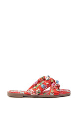 AKIRA RAMSEY RED FLAT SANDAL