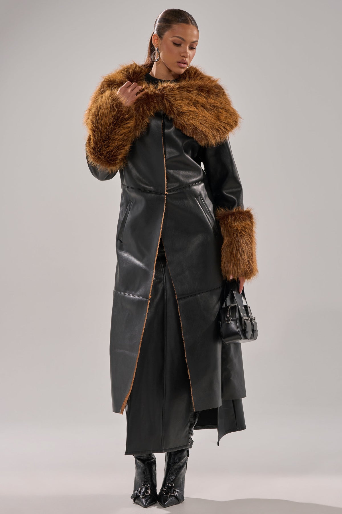 SIREN FUR TRIM TRENCH COAT