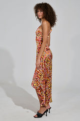 ZAMIRA PRINTED SATIN MAXI DRESS