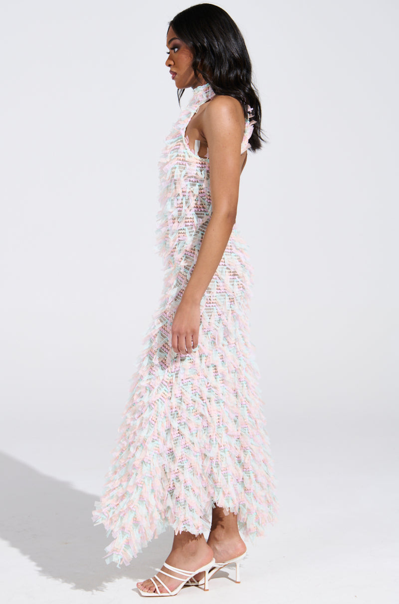 IT FACTOR MESH MAXI DRESS IN PINK