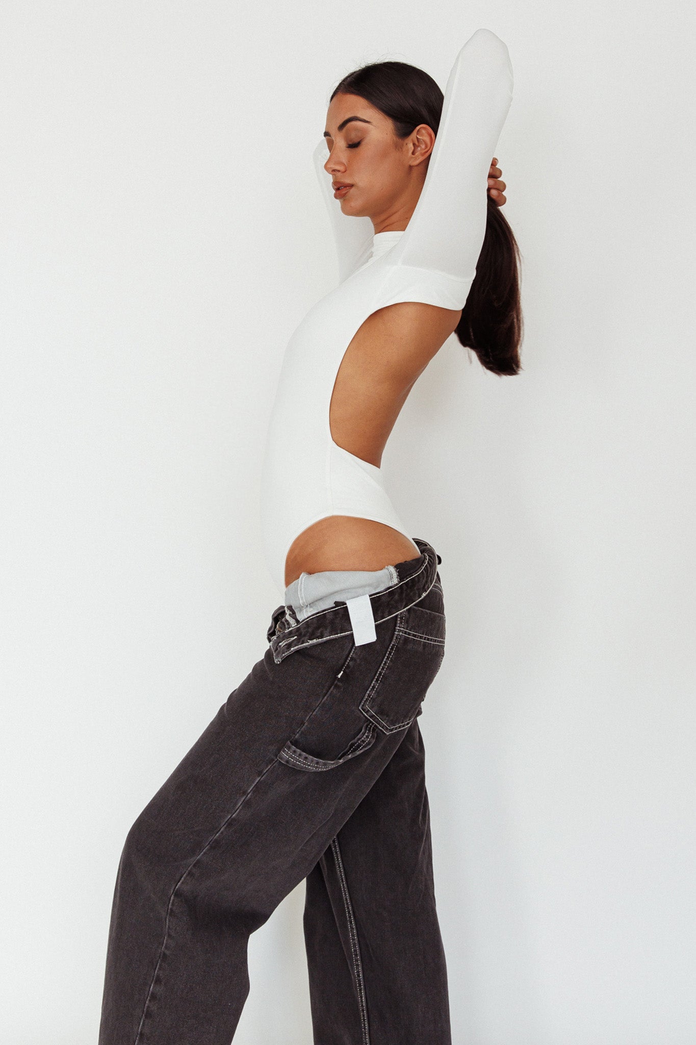 Remy Open Back Bodysuit Off White