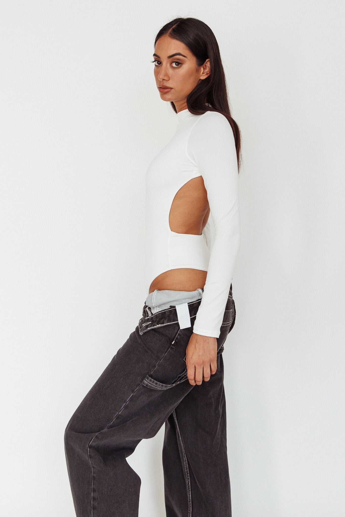 Remy Open Back Bodysuit Off White