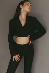 Confessions Crop Tied Blazer Black