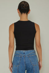 Mayra Crew Neck Crop Top Black