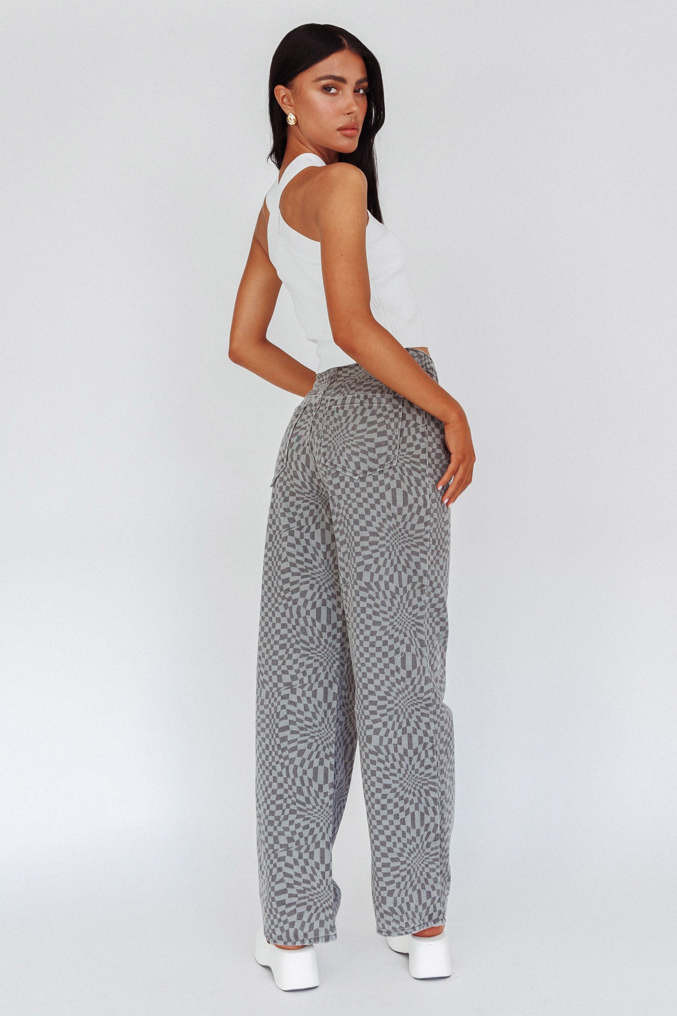 Renegade Printed Denim Pants Charcoal