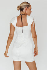 Yris String Tie Detail Mini Dress Off White