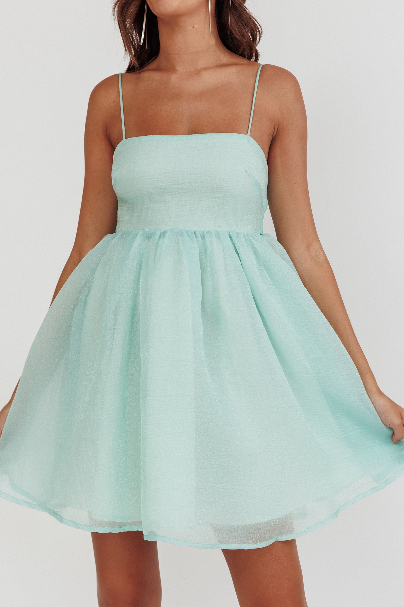 Diaz Bow Back Babydoll Mini Dress Sage
