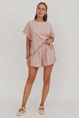 Yuna Pleat Back Boxy Tee Blush