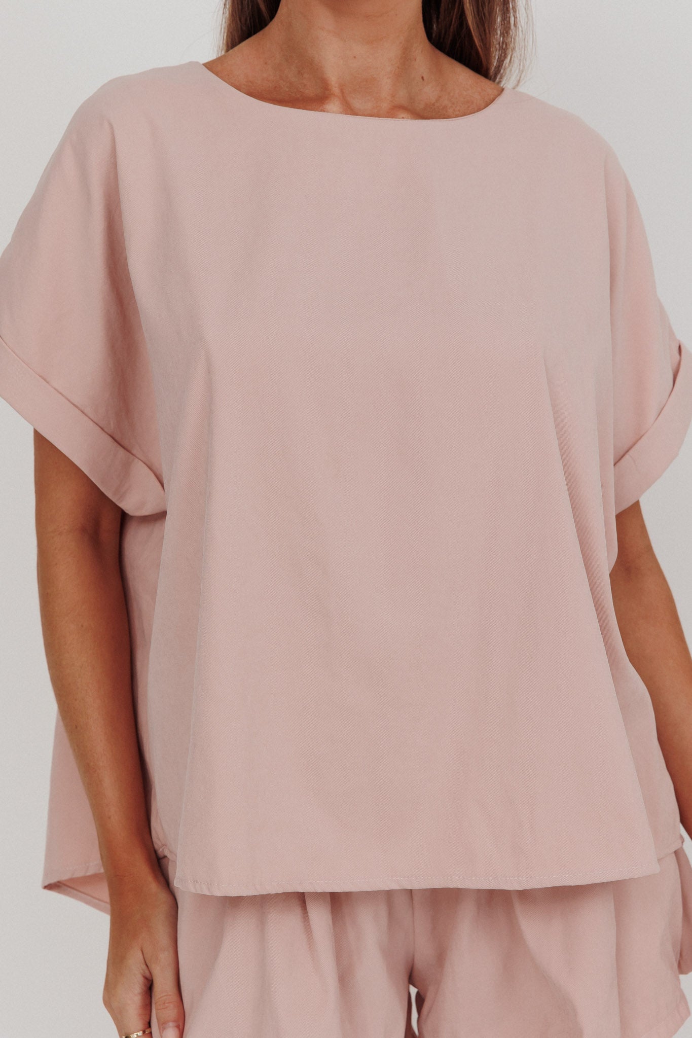 Yuna Pleat Back Boxy Tee Blush