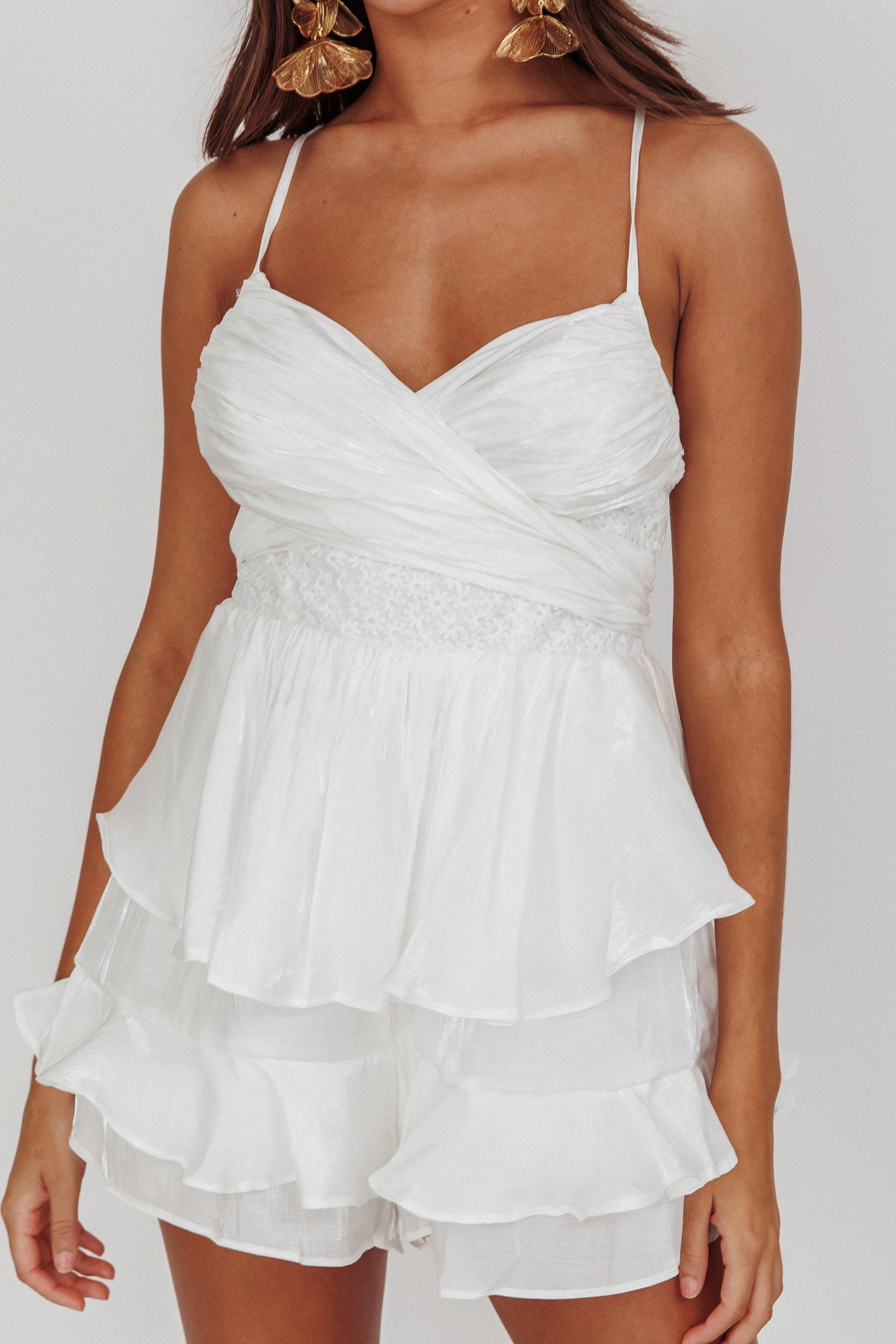 Summer Dream Tiered Ruffle Romper Off White
