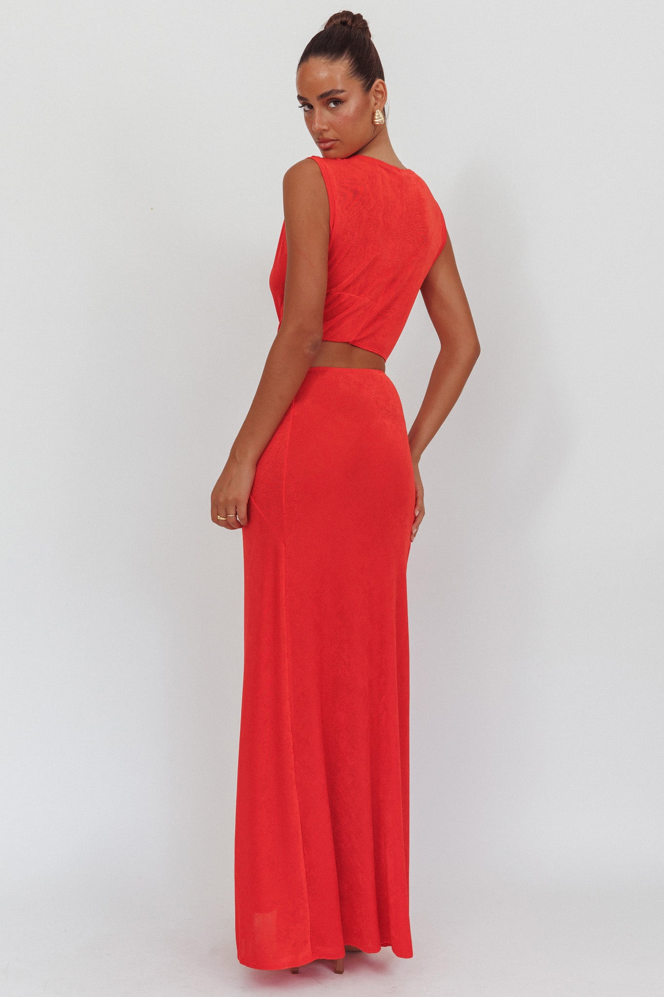Mimosa Twist Waist Maxi Dress Coral