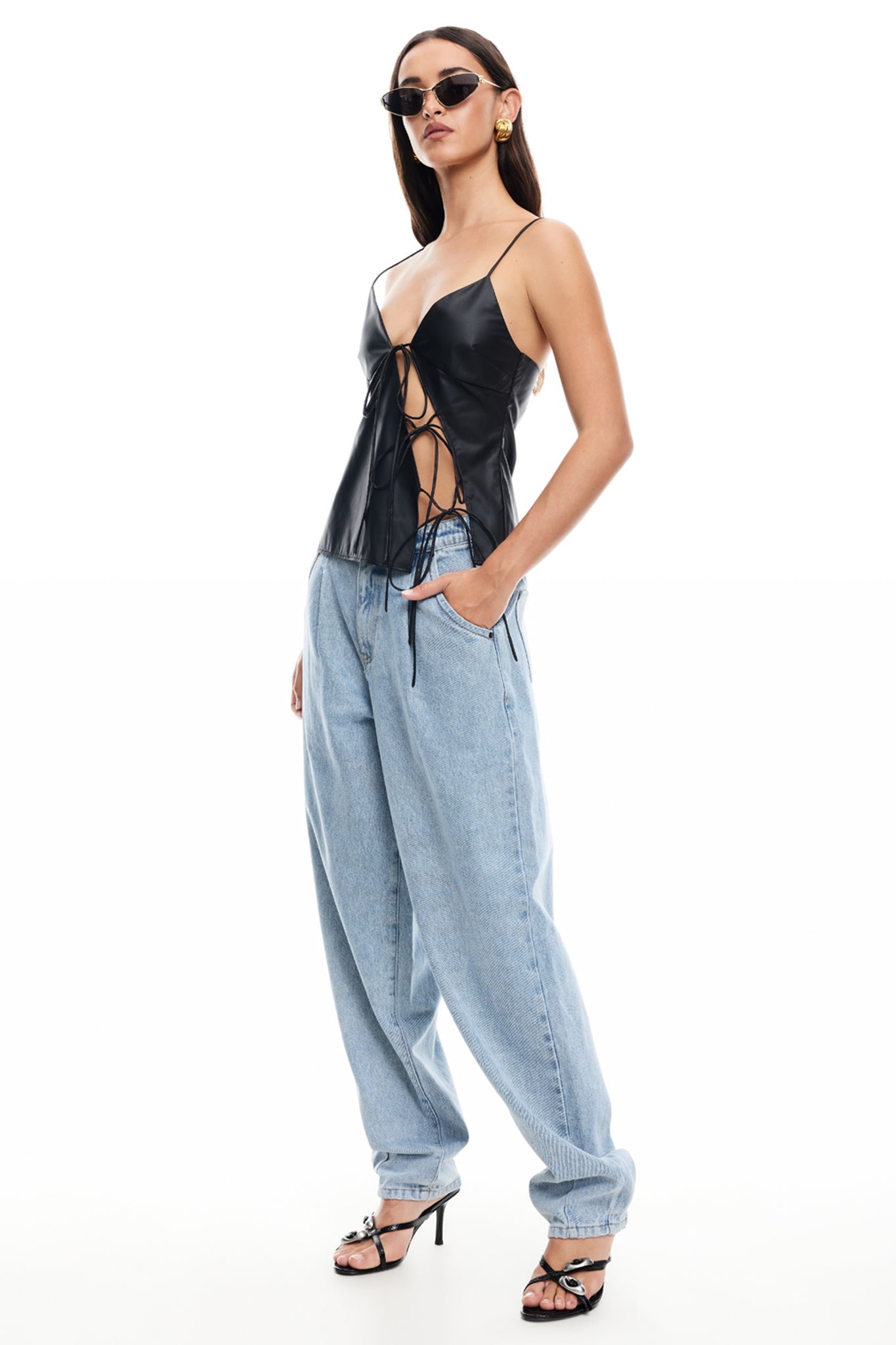 LIONESS Mariah Cami Top Onyx