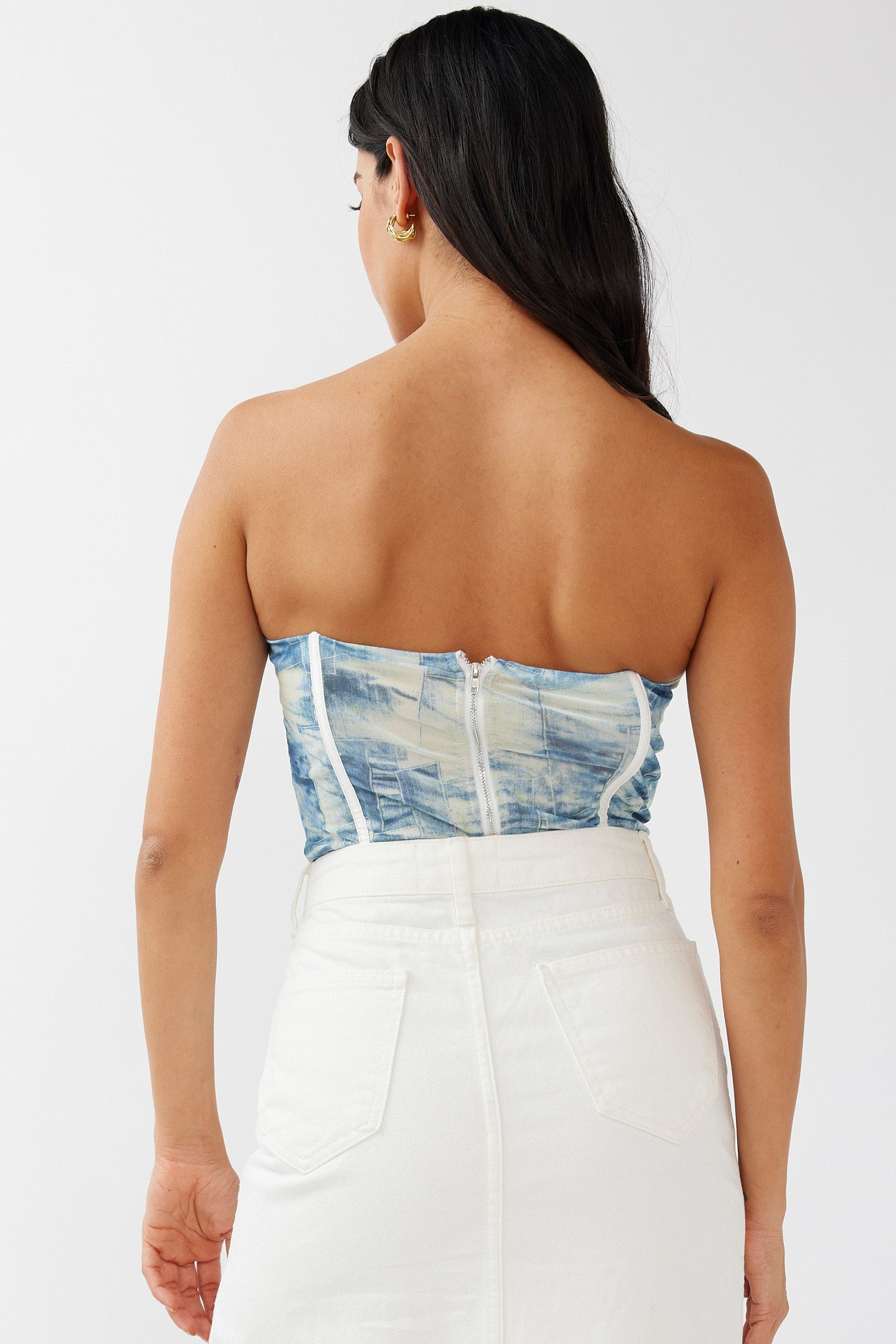 Glimmer Strapless Bustier Top Vintage Blue