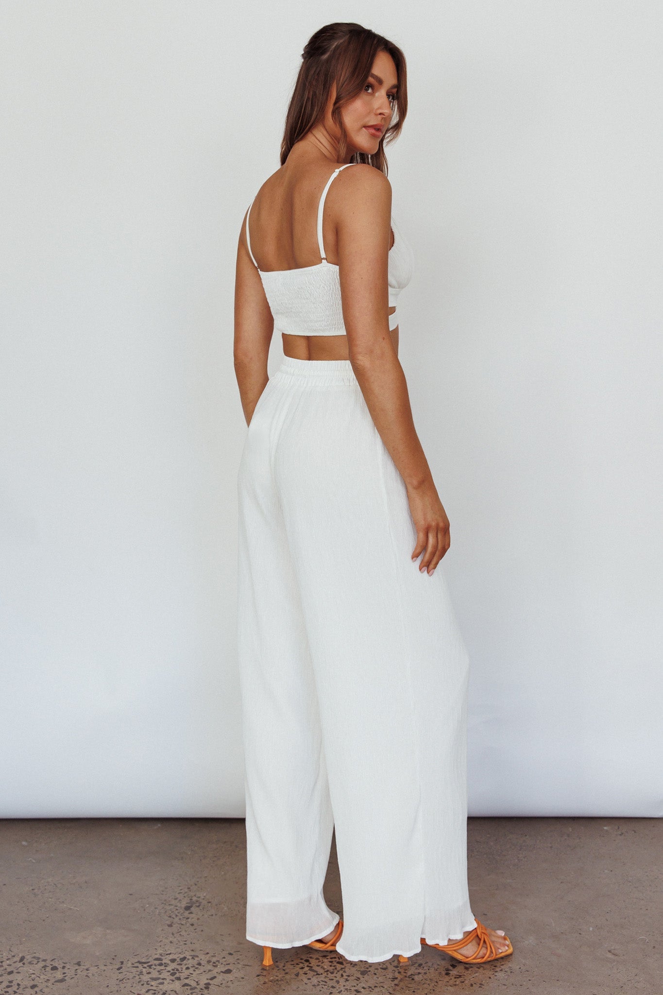 Cove Shirred Back Crop Top Ivory
