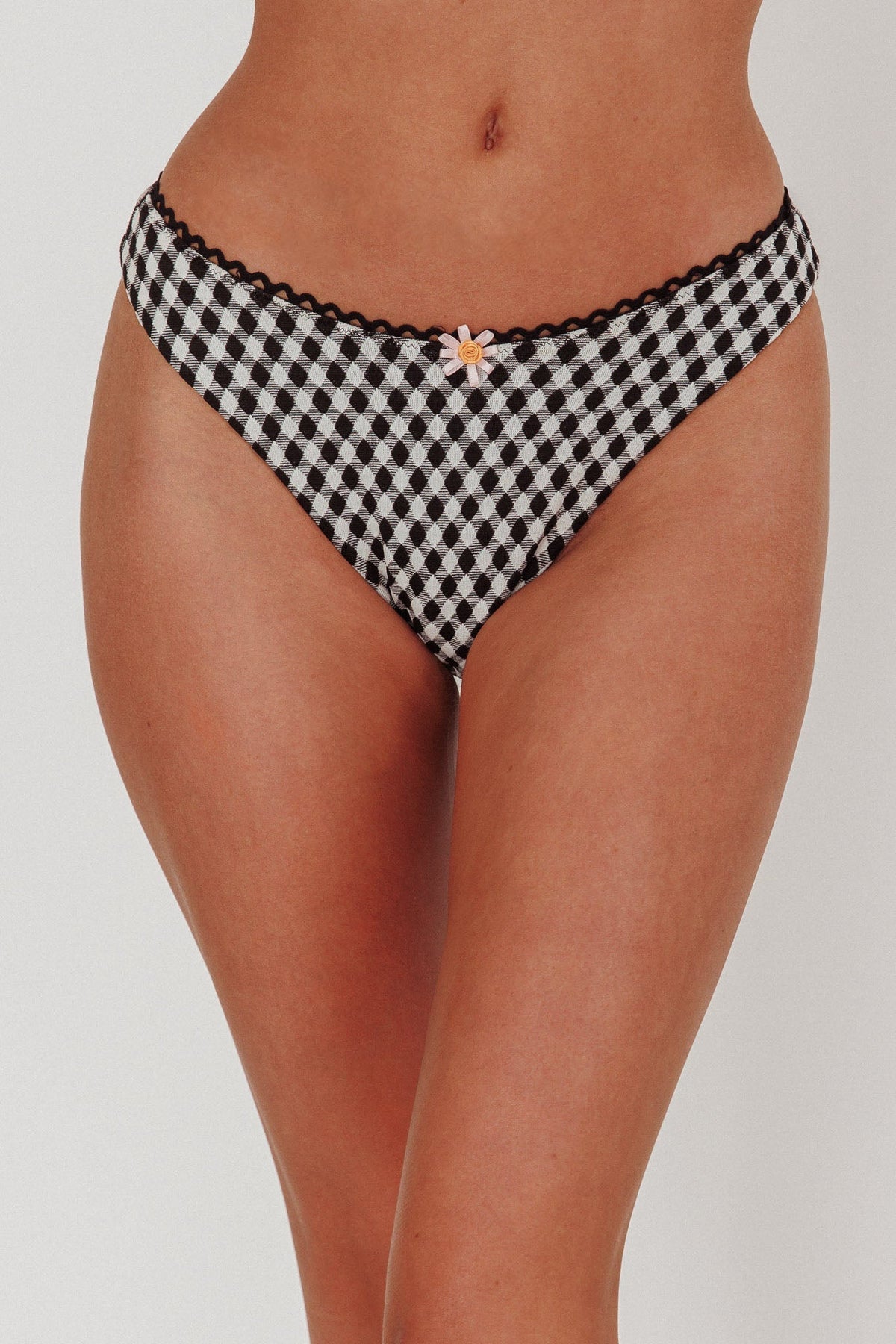 Cheerful Ric Rac Trim Bikini Bottom Gingham